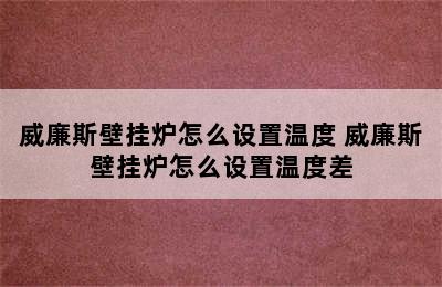 威廉斯壁挂炉怎么设置温度 威廉斯壁挂炉怎么设置温度差